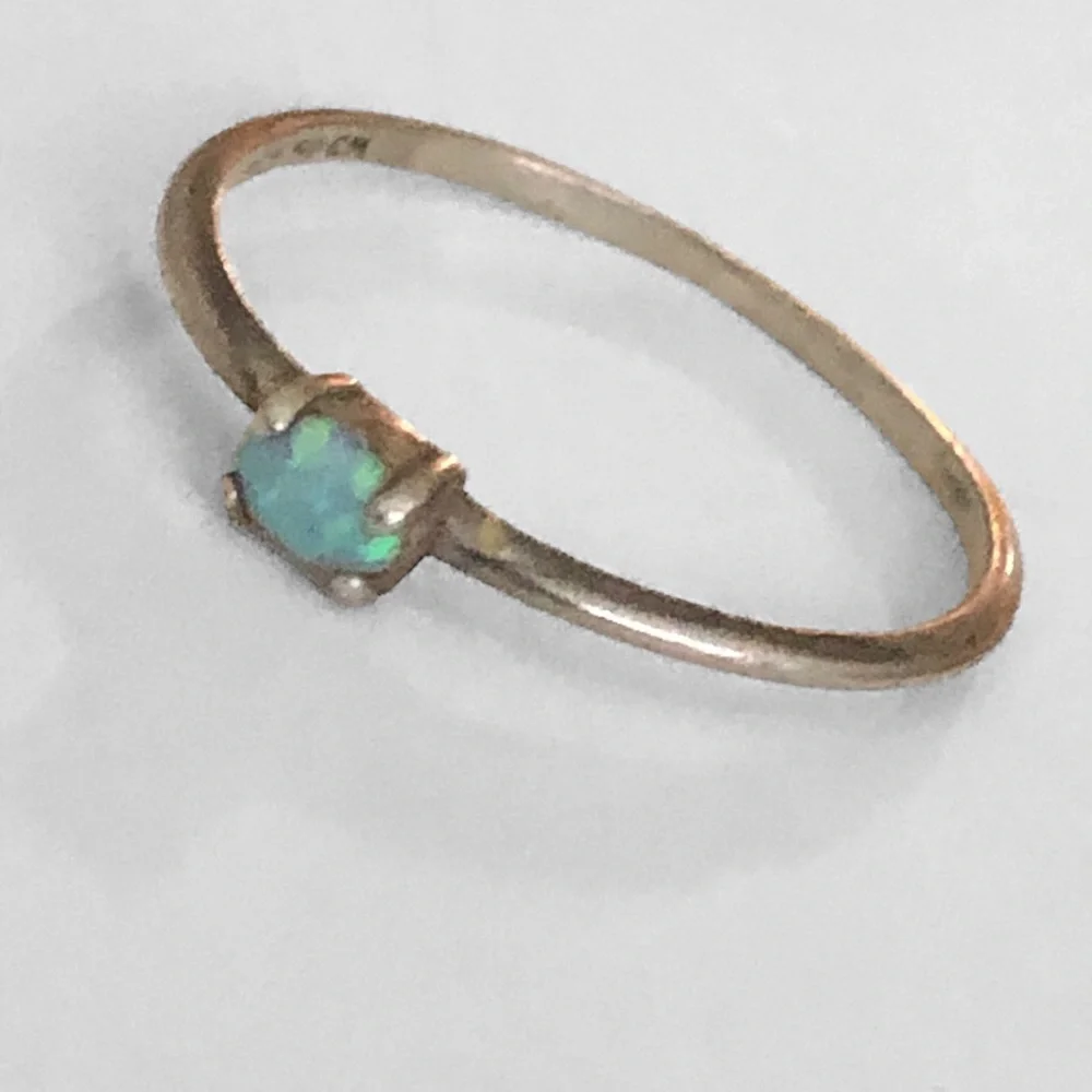 Minimalist Stamped Sterling Silver 925 Opal (?) Ring Sz 8